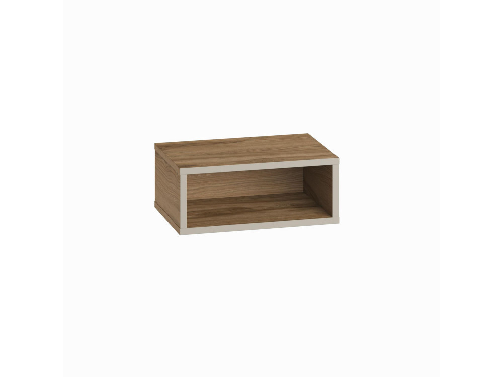 Drewniany stolik nocny "Brik" z lampką LED - 45 x 30 x 18 cm - Brązowy