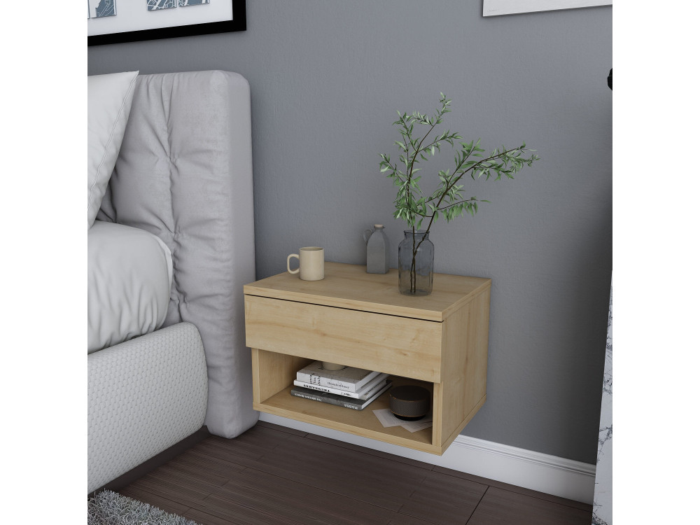 Drewniany stolik nocny "Jamot" - 45 x 29 x 32 cm - Beżowy