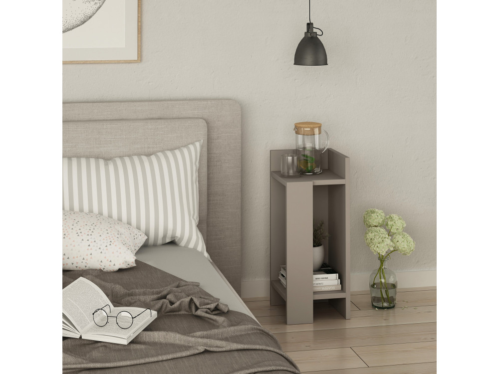Drewniana szafka nocna "Elos Right" - 25 x 27 x 60 cm - Jasny brąz mokka