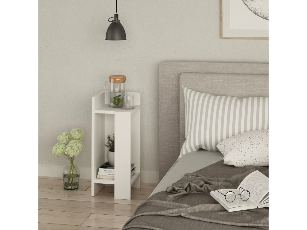 Drewniany stolik nocny "Elos Left" - 25 x 27 x 60 cm - Biały