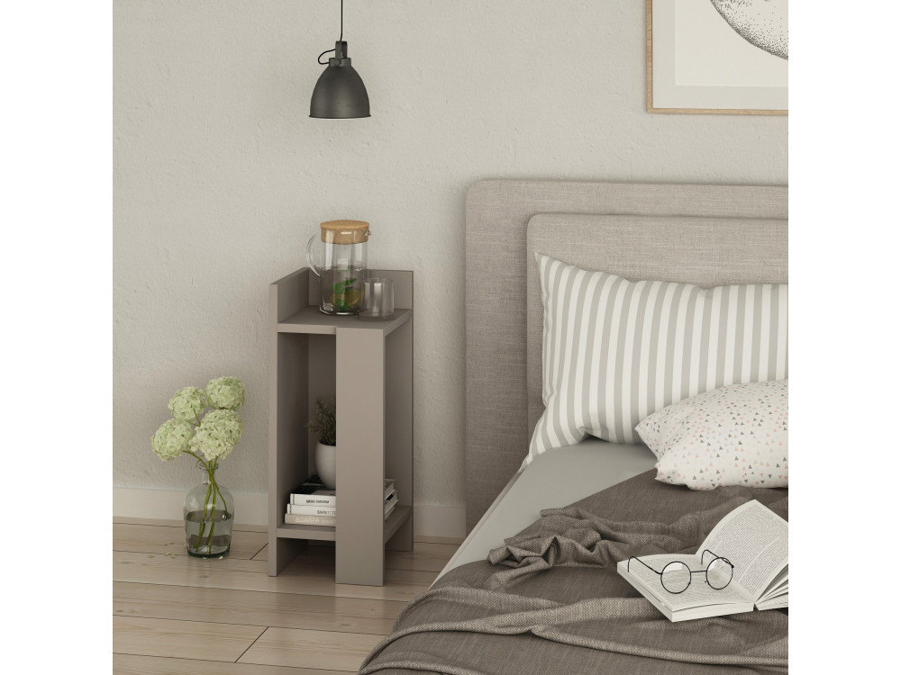 Drewniana szafka nocna "Elos Left" - 25 x 27 x 60 cm - Jasny brąz mokka