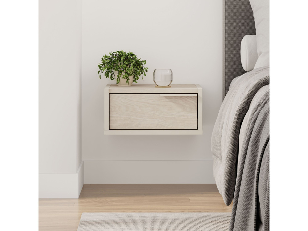 Drewniana szafka nocna "Eco" do montażu na ścianie - 40 x 30 x 19 cm - Piaskowiec