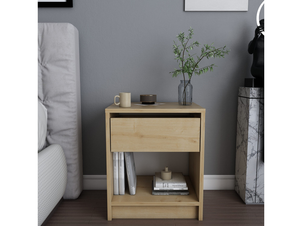 Drewniany stolik nocny "Sheridan" - 45 x 40 x 53 cm - Beżowy