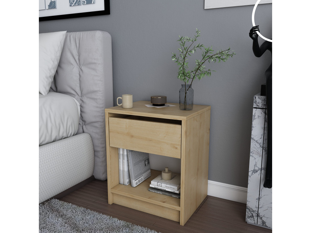 Drewniany stolik nocny "Sheridan" - 45 x 40 x 53 cm - Beżowy