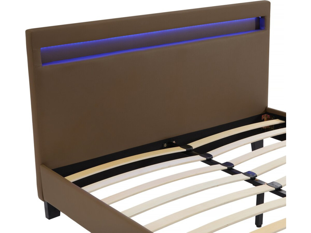 Łóżko LED "Maria" - 140 x 190 cm - Taupe