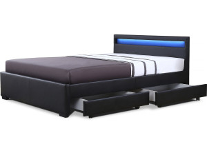 Łóżko LED "Nico" z 4 szufladami - 140 × 190 cm - Czarny