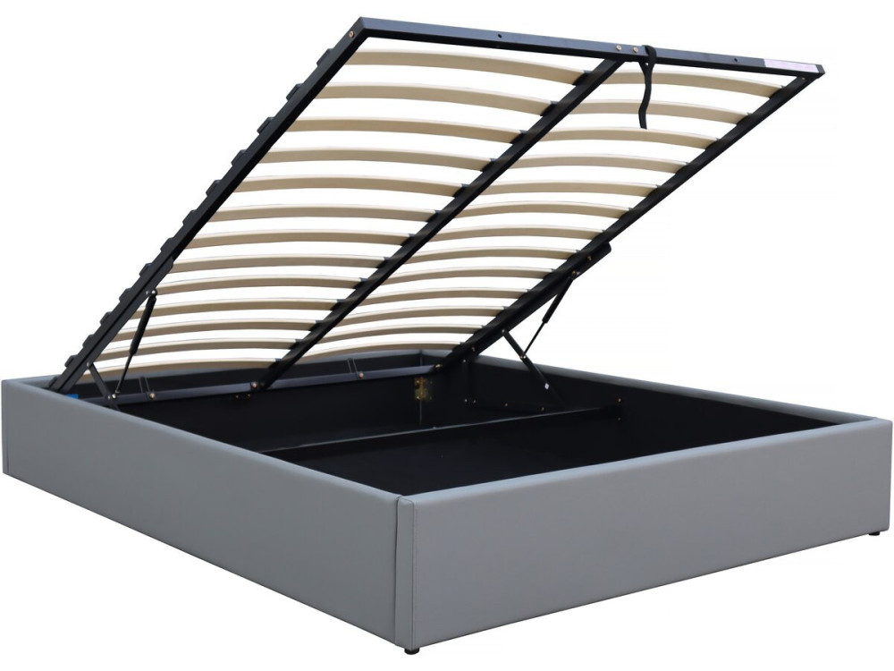 Łóżko podwójne "Ava" PVC z pojemnikiem - 140 x 190 cm - Szare