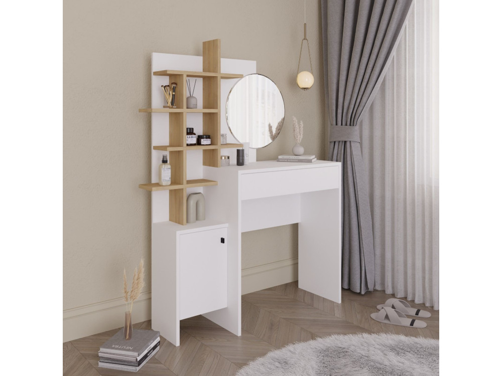 Drewniany stolik do makijażu "Mup" 105 x 35 x 151 cm - Biały