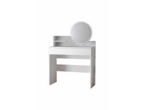 Okrągła toaletka "Harmony Mini" z drewnianym lustrem - 90 x 40 x 133 cm - Biały