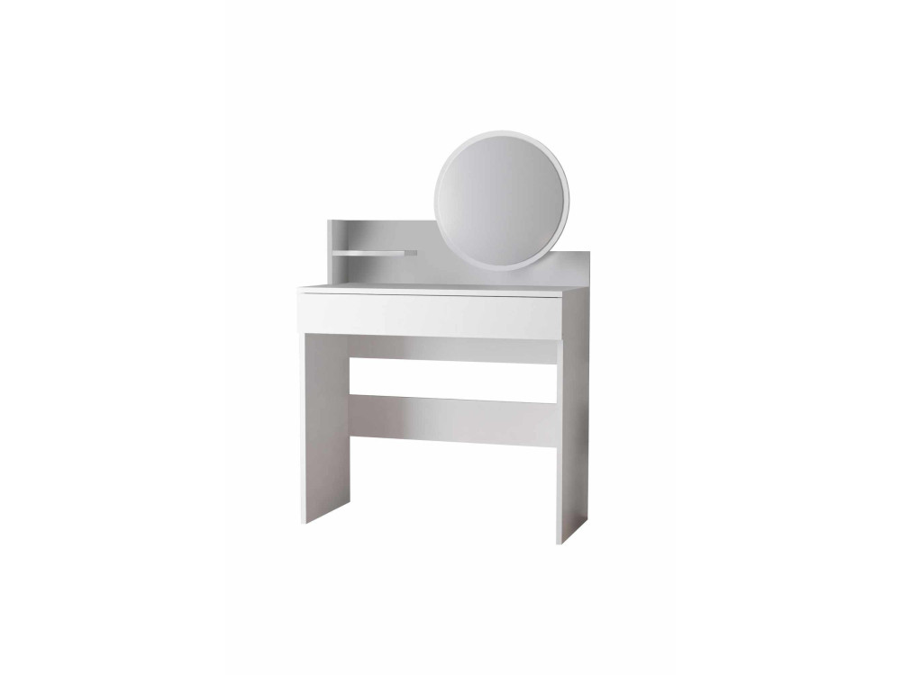 Okrągła toaletka "Harmony Mini" z drewnianym lustrem - 90 x 40 x 133 cm - Biały
