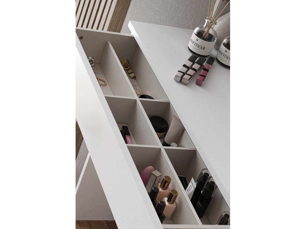 Okrągła toaletka "Harmony Mini" z drewnianym lustrem - 90 x 40 x 133 cm - Biały