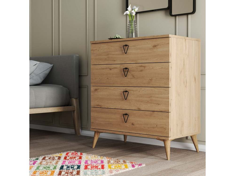 Drewniana komoda "Versa-Ce" - 80 x 45 x 90 cm - Brązowy