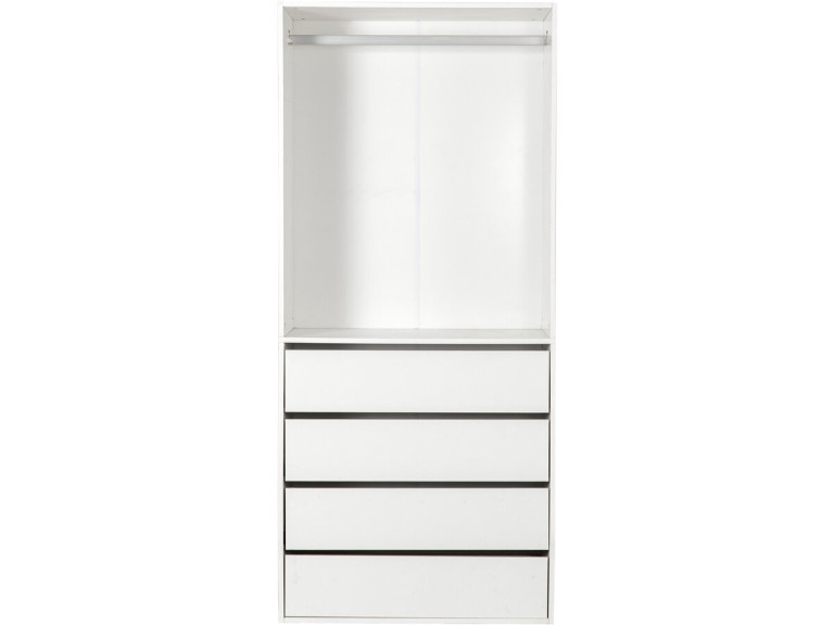 Szafa "Opéra" z 4 szufladami i 1 miejscem do powieszenia - 80 x 45 x 180 cm - Biały