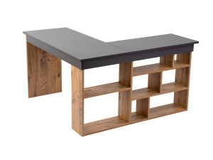 Drewniane biurko gabinetowe "Vesper" - 130 x 120 x 72 cm - AntracytSosna Atlantycka