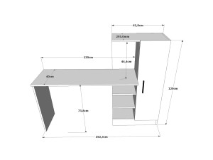 Biurko drewniane "CT2" - 152 x 40 x 120 cm - sosna atlantycka biała