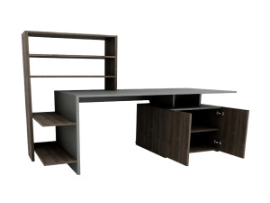 Biurko drewniane "Melis" - 146 x 60 x 128 cm - orzech antracytowy