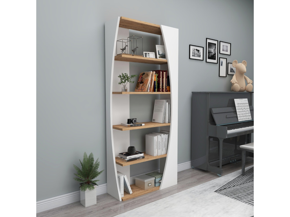 Drewniany regał "Selge" - 63 x 23 x 150 cm - Atlantic PineWhite