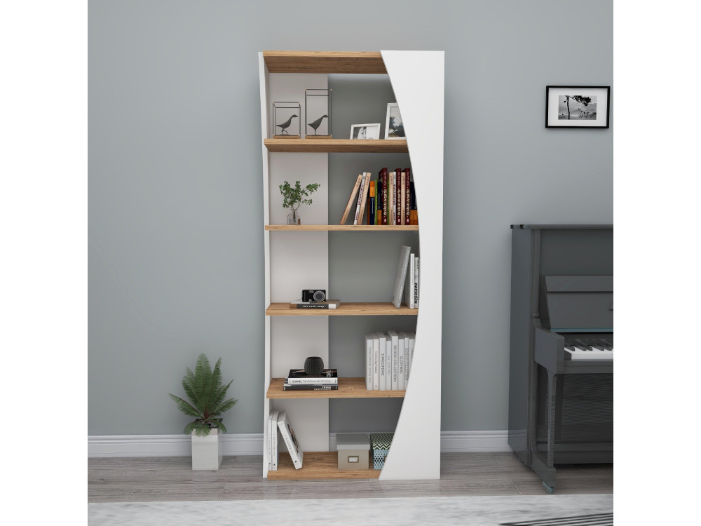 Drewniany regał "Selge" - 63 x 23 x 150 cm - Atlantic PineWhite