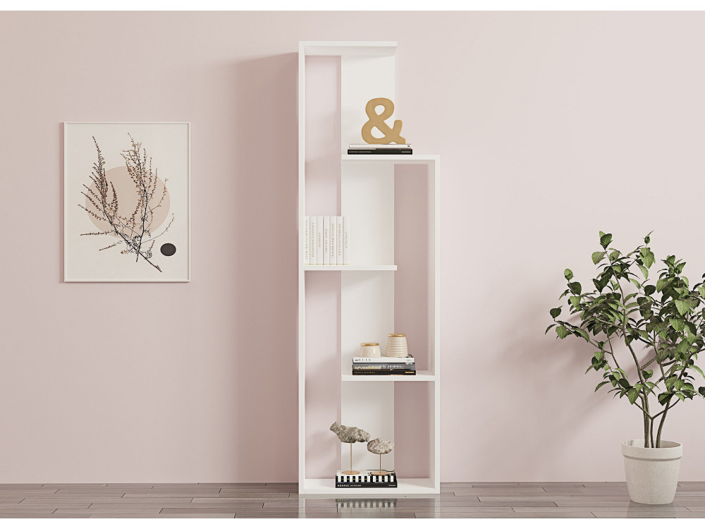Drewniany regał "Wand" - 50 x 19 x 160 cm - Biały