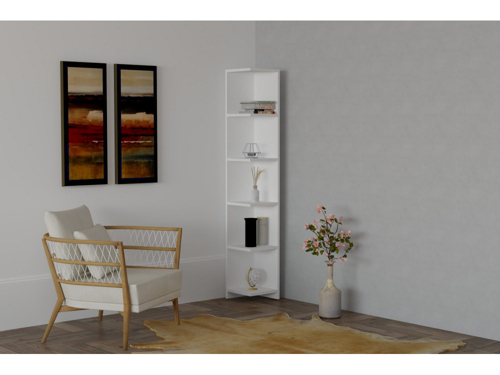 Drewniany regał "Ravella" - 25 x 25 x 160 cm - Biały