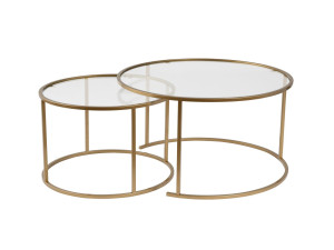 Zestaw 2 metalowych stolików kawowych "Aurum" - 80 x 80 x 43 cm - Przezroczyste złoto