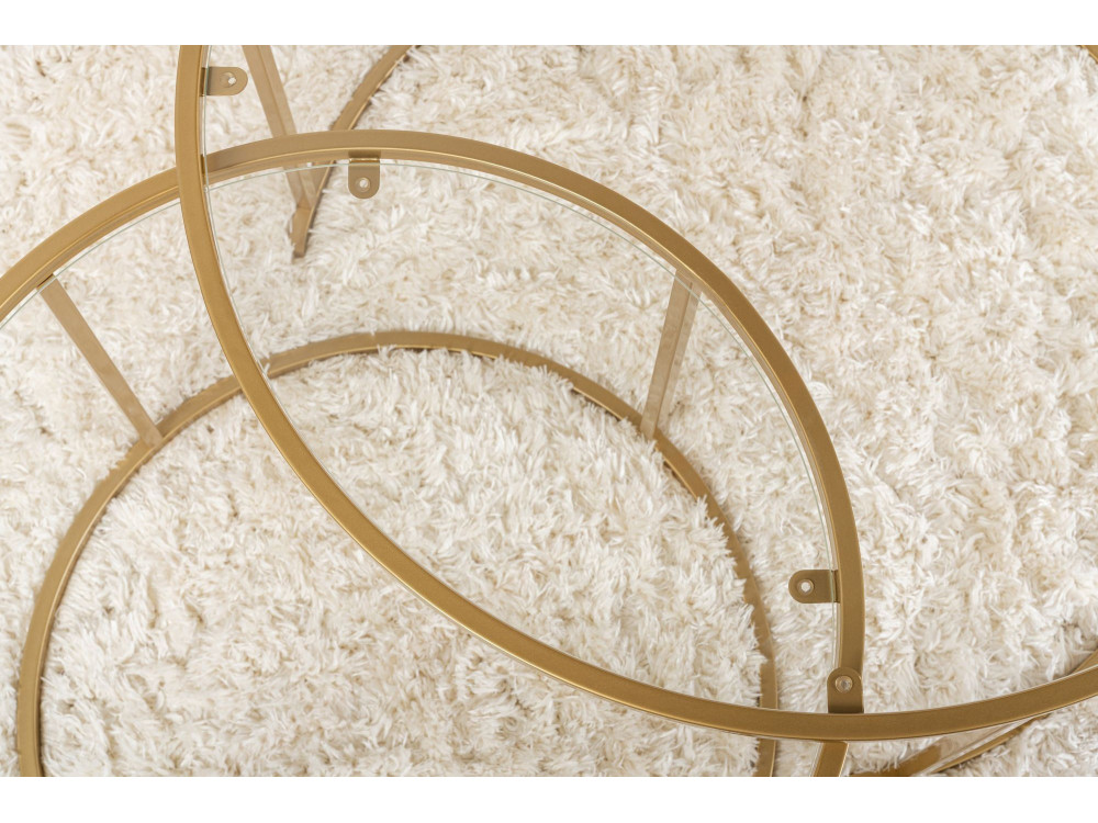 Zestaw 2 metalowych stolików kawowych "Aurum" - 80 x 80 x 43 cm - Przezroczyste złoto
