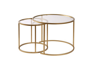 Zestaw 2 metalowych stolików kawowych "Aurum" - 60 x 60 x 43 cm - Przezroczyste złoto