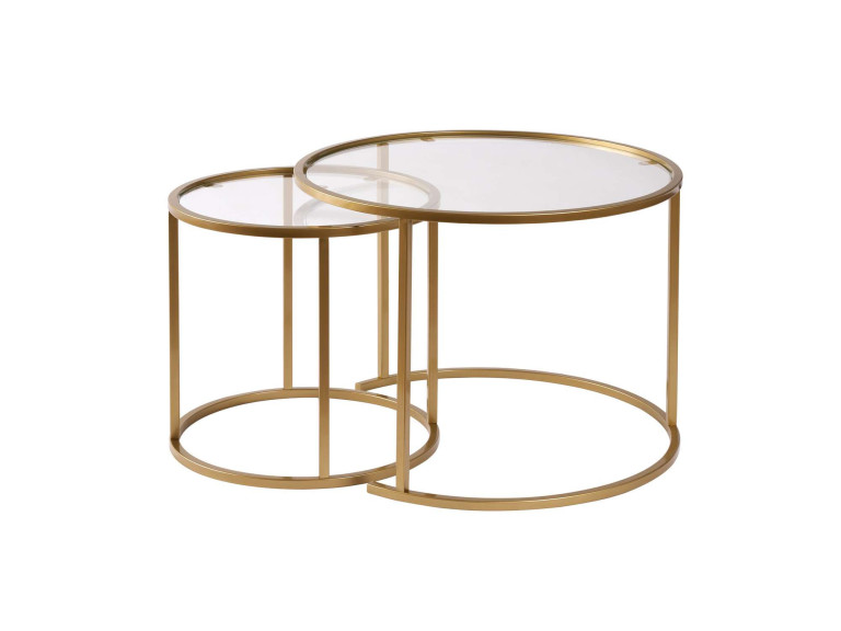 Zestaw 2 metalowych stolików kawowych "Aurum" - 60 x 60 x 43 cm - Przezroczyste złoto