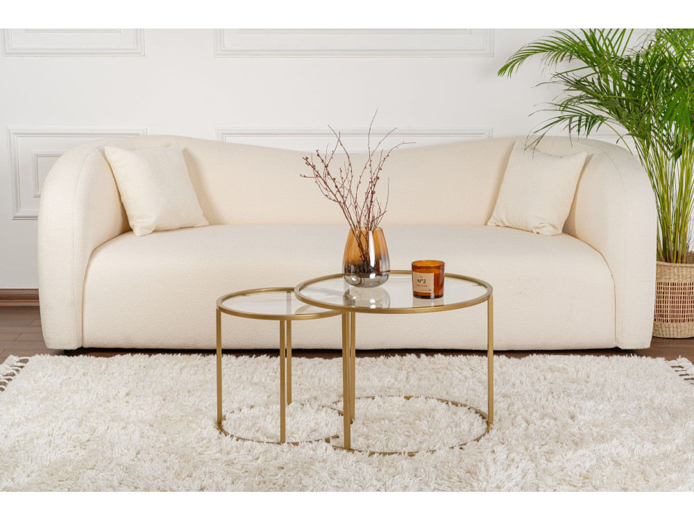 Zestaw 2 metalowych stolików kawowych "Aurum" - 60 x 60 x 43 cm - Przezroczyste złoto