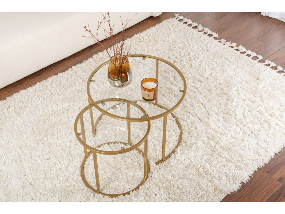Zestaw 2 metalowych stolików kawowych "Aurum" - 60 x 60 x 43 cm - Przezroczyste złoto