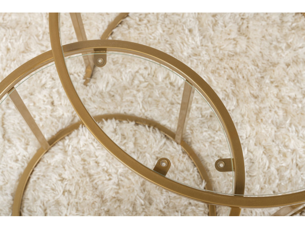 Zestaw 2 metalowych stolików kawowych "Aurum" - 60 x 60 x 43 cm - Przezroczyste złoto