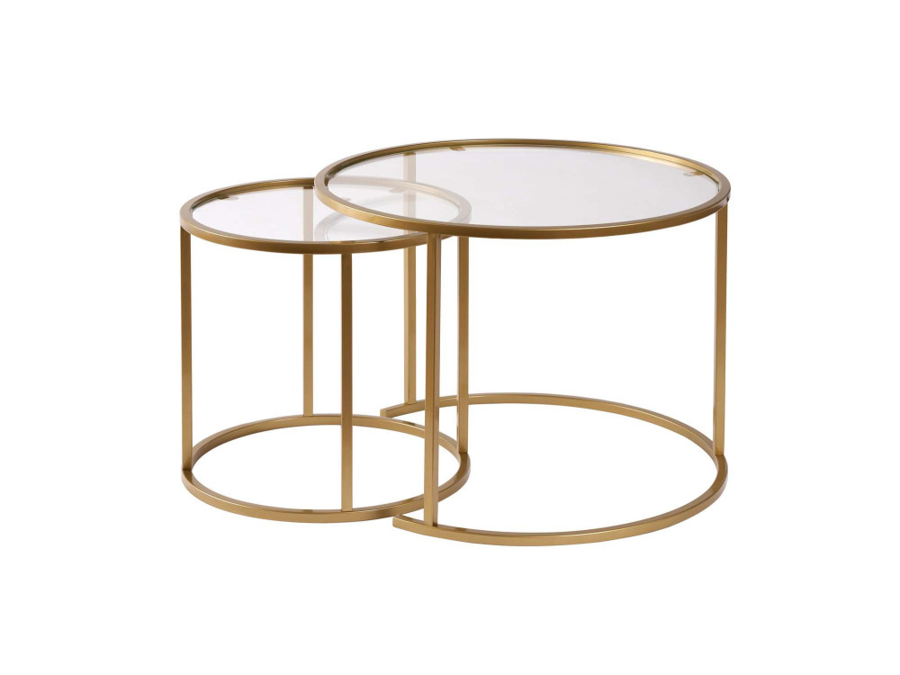 Zestaw 2 metalowych stolików kawowych "Aurum" - 60 x 60 x 43 cm - Przezroczyste złoto