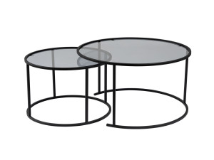 Zestaw 2 metalowych stolików kawowych "Aurum" - 80 x 80 x 43 cm - Czarnoszary