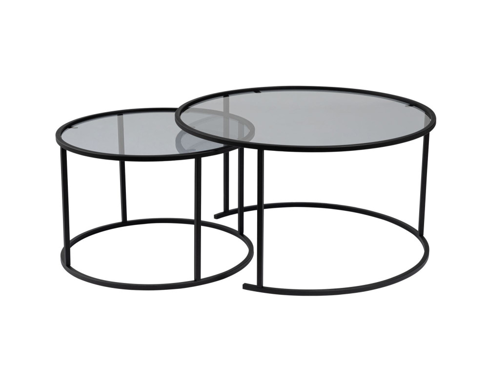 Zestaw 2 metalowych stolików kawowych "Aurum" - 80 x 80 x 43 cm - Czarnoszary