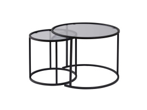 Zestaw 2 metalowych stolików kawowych "Aurum" - 60 x 60 x 43 cm - Czarnoszary