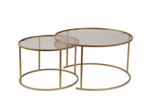 Zestaw 2 metalowych stolików kawowych "Aurum" - 80 x 80 x 43 cm - Złoty brąz