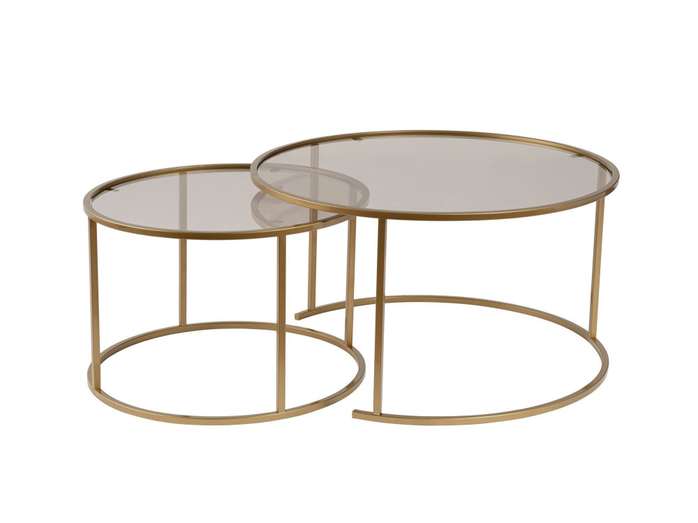Zestaw 2 metalowych stolików kawowych "Aurum" - 80 x 80 x 43 cm - Złoty brąz