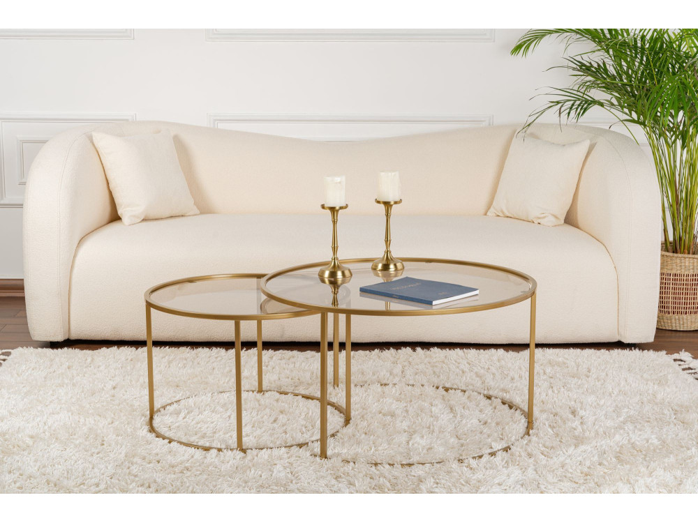 Zestaw 2 metalowych stolików kawowych "Aurum" - 80 x 80 x 43 cm - Złoty brąz