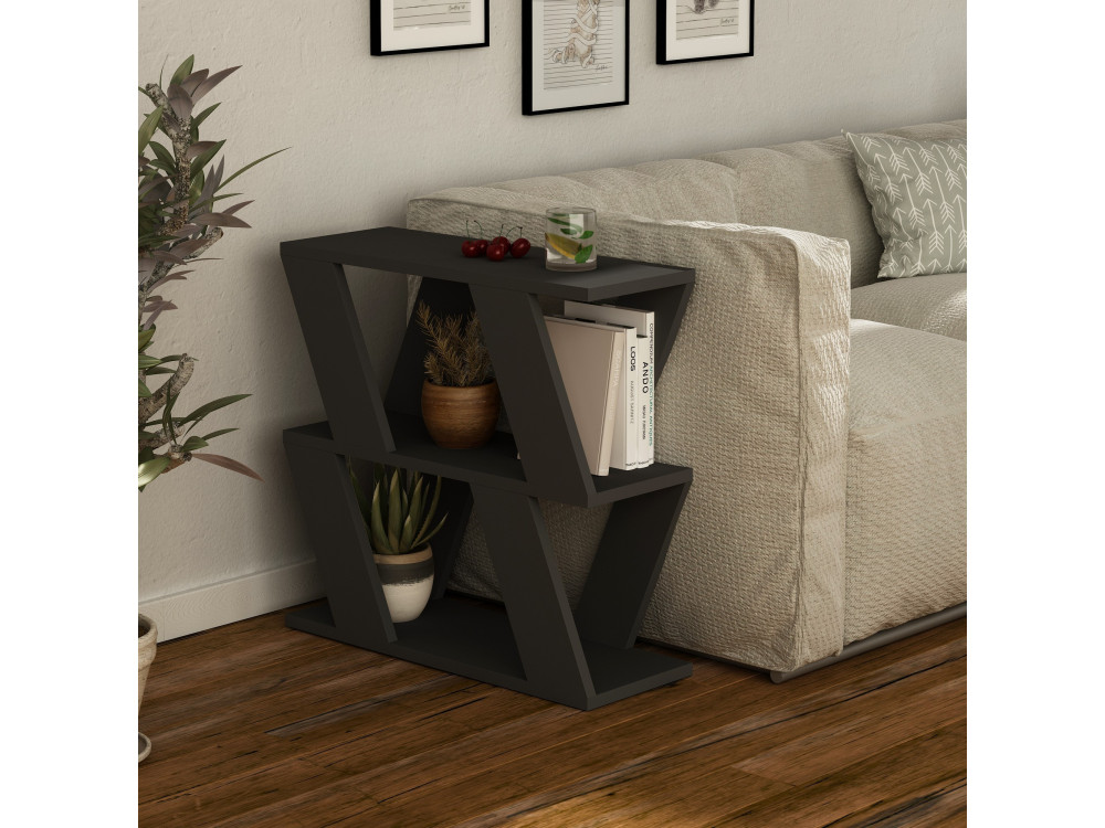 Drewniany stolik boczny "Lazena" - 60 x 22 x 57 cm - Antracyt