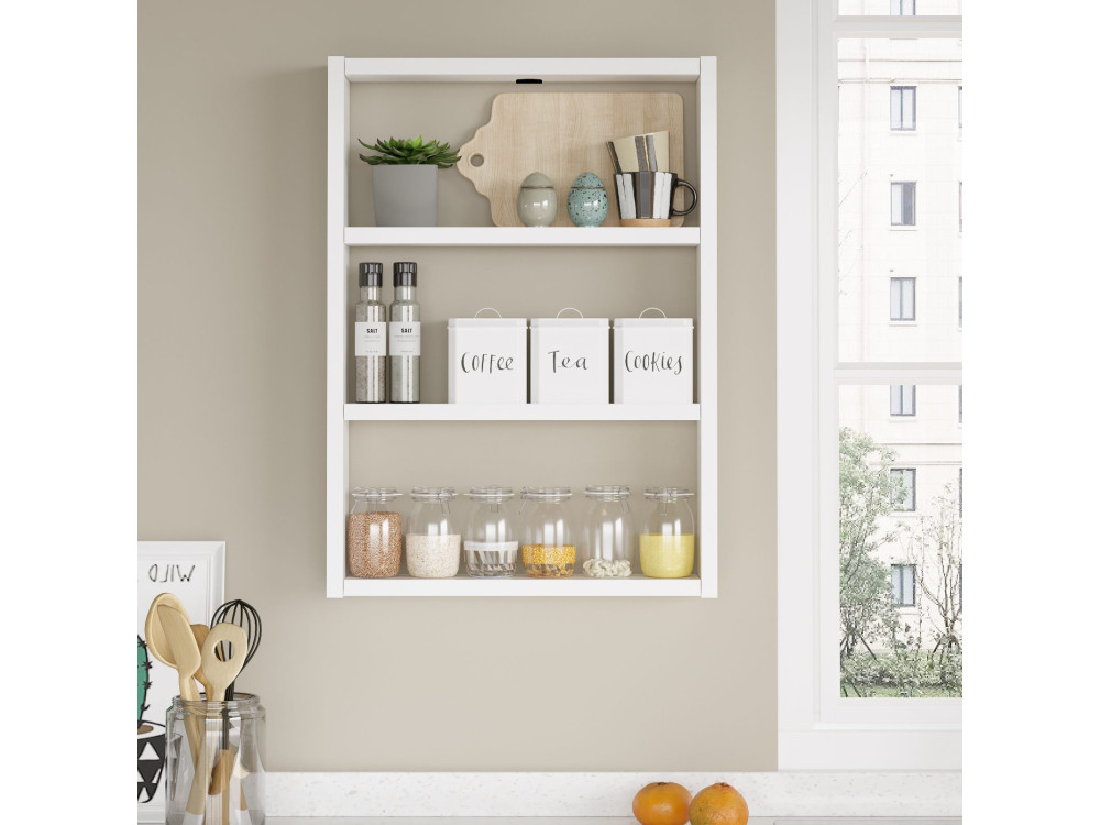 Drewniana półka ścienna "PR1" - 43 x 9 x 60 cm - Biały