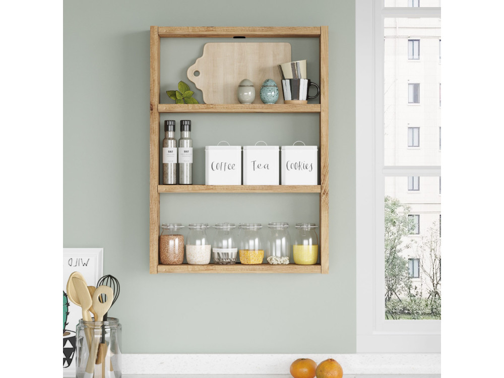 Drewniana półka ścienna "PR1" - 43 x 9 x 60 cm - sosna atlantycka