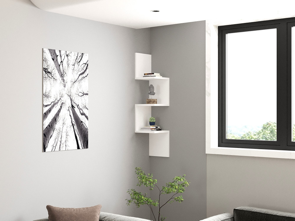 Drewniana półka ścienna "Zikzak" - 25 x 25 x 105 cm - Biały