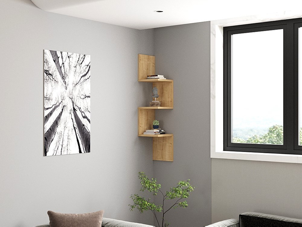 Drewniana półka ścienna "Zikzak" - 25 x 25 x 105 cm - Saphir
