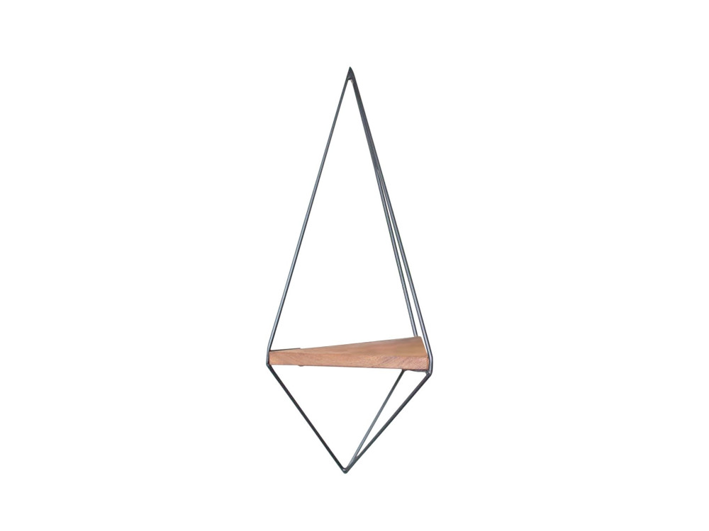 Geometryczna drewniana półka ścienna "WR039" - 23 x 15 x 60 cm - Brązowy