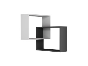 Zestaw 2 drewnianych narożnych półek ściennych "Ring" - 68 x 60 x 68 cm - Antracytowy szary