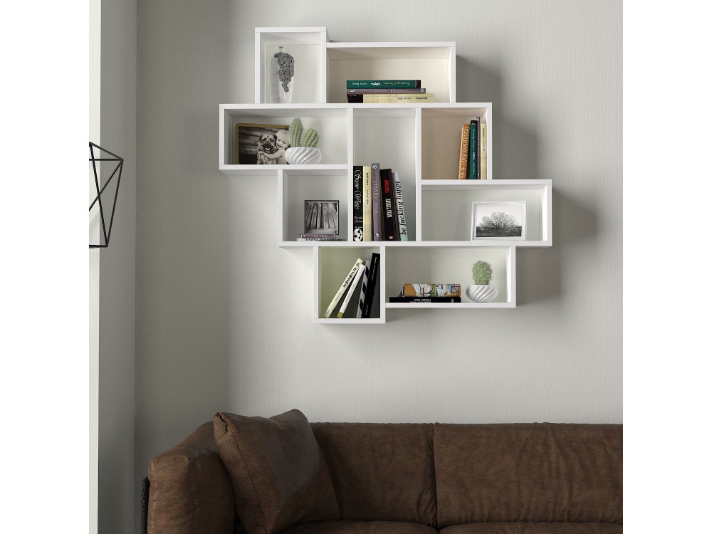 Drewniana półka ścienna "Parola" - 115 x 15 x 103 cm - Biały