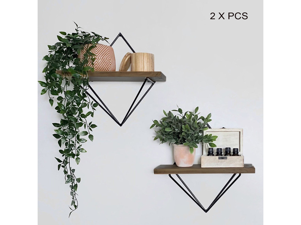 Drewniane półki ścienne "WR046" - 30 x 14 x 30 cm - Brązowe