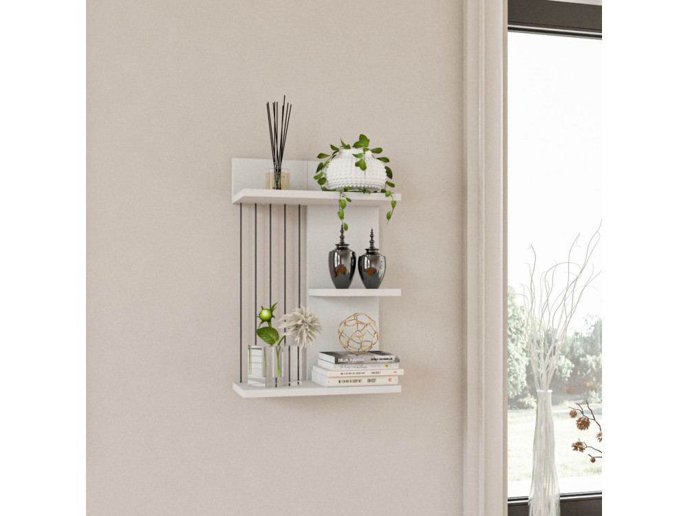 Drewniana półka ścienna "Kinik" - 40 x 19 x 60 cm - Biały