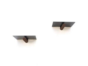 Zestaw 2 metalowych półek ściennych "WR042" - 21 x 6 x 15 cm - Czarny