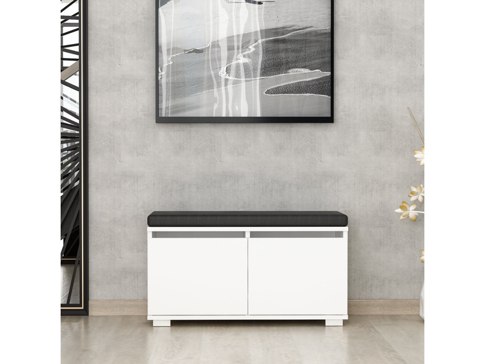 Drewniana szafka na buty "Drago" - 80 x 35 x 42 cm - Biały